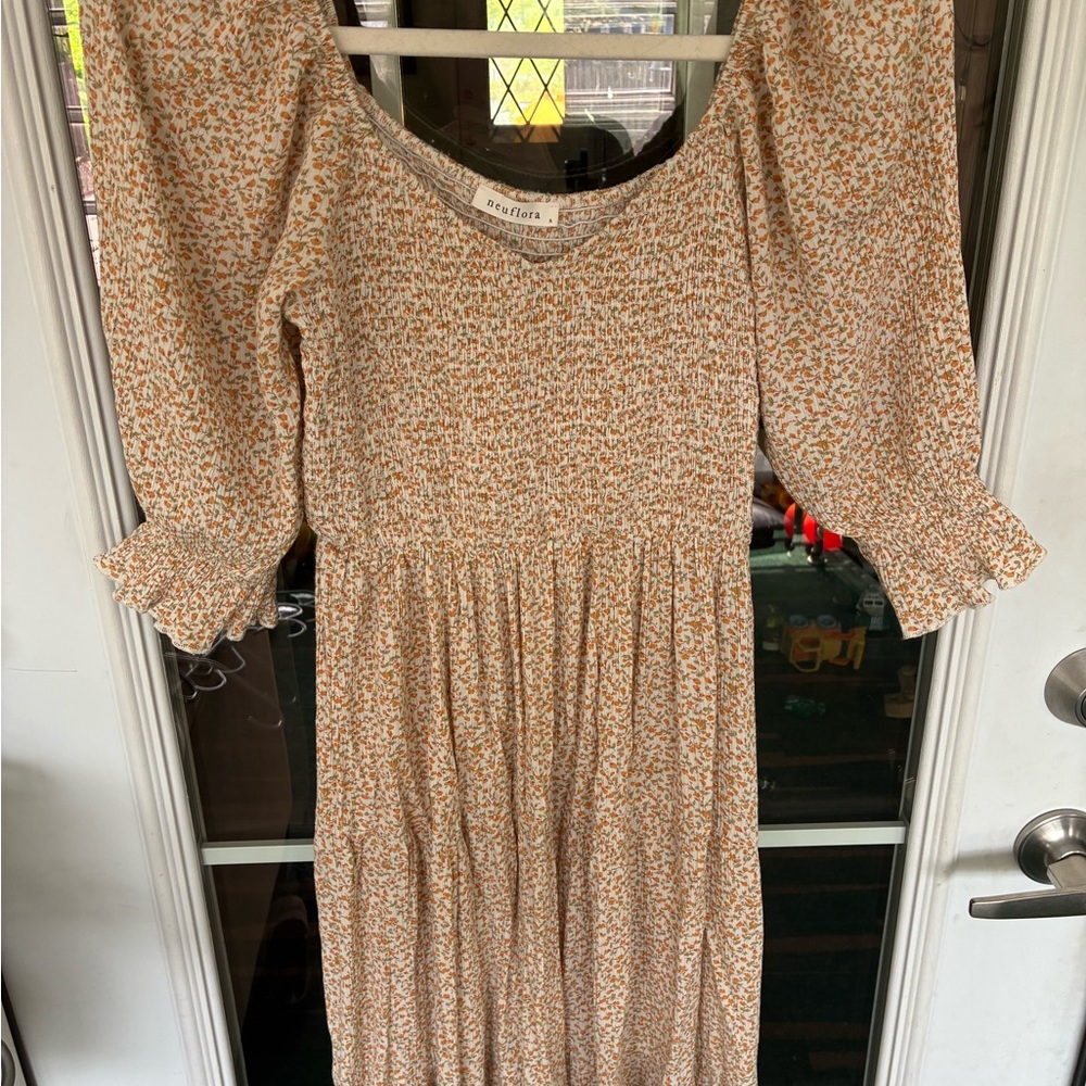 Neuflora Floral Print Dress with Puff Sleeves